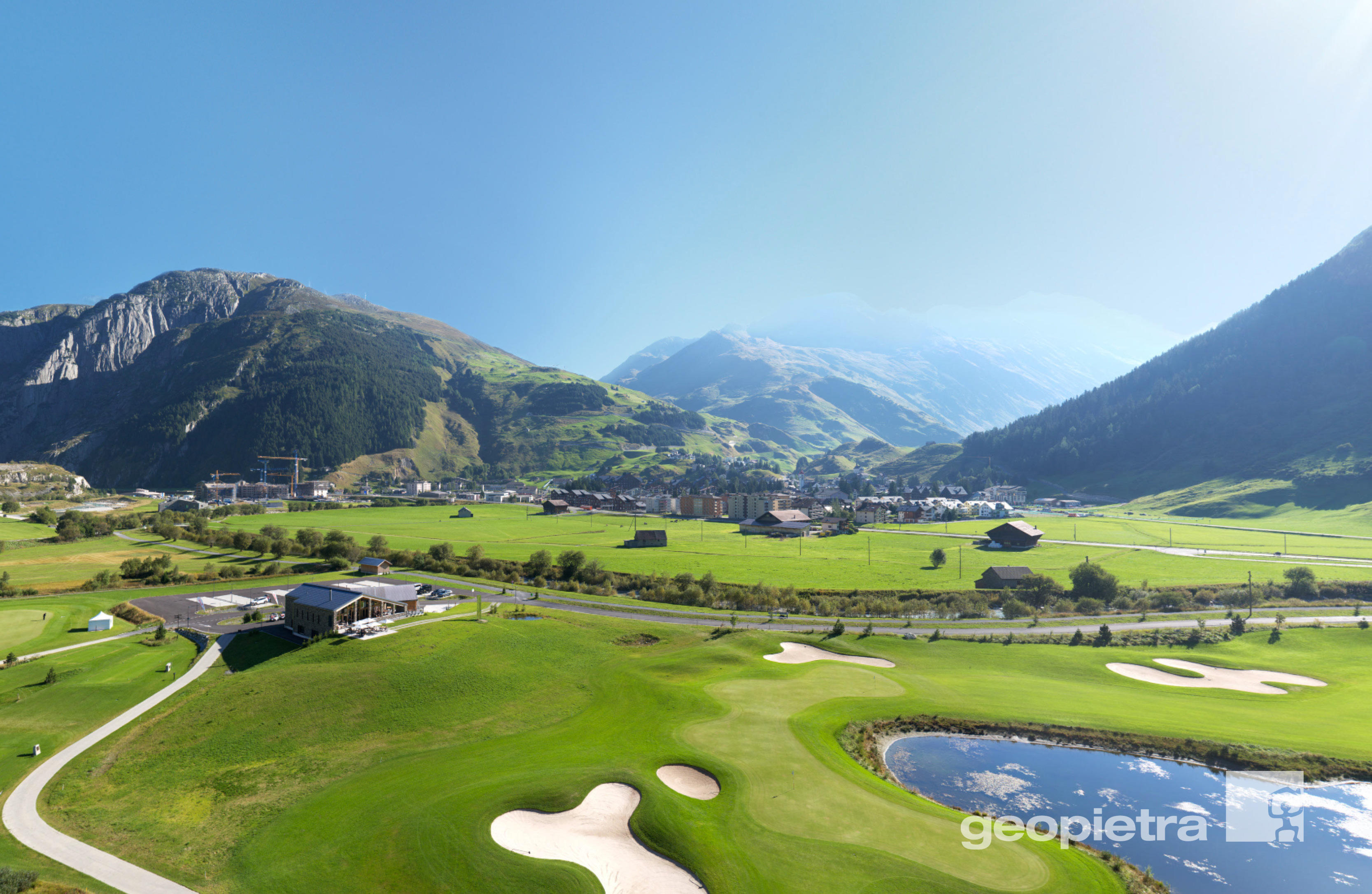 Andermatt Swiss Golf Course high level teeing off Geopietra Andermatt Swiss Golf Course high level teeing off Geopietra